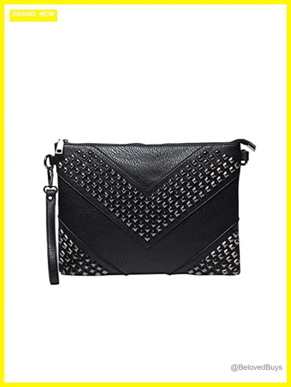 Oversized Clutch Bag PU Leather Crossbody Shoulder Bag with Studded Rivet